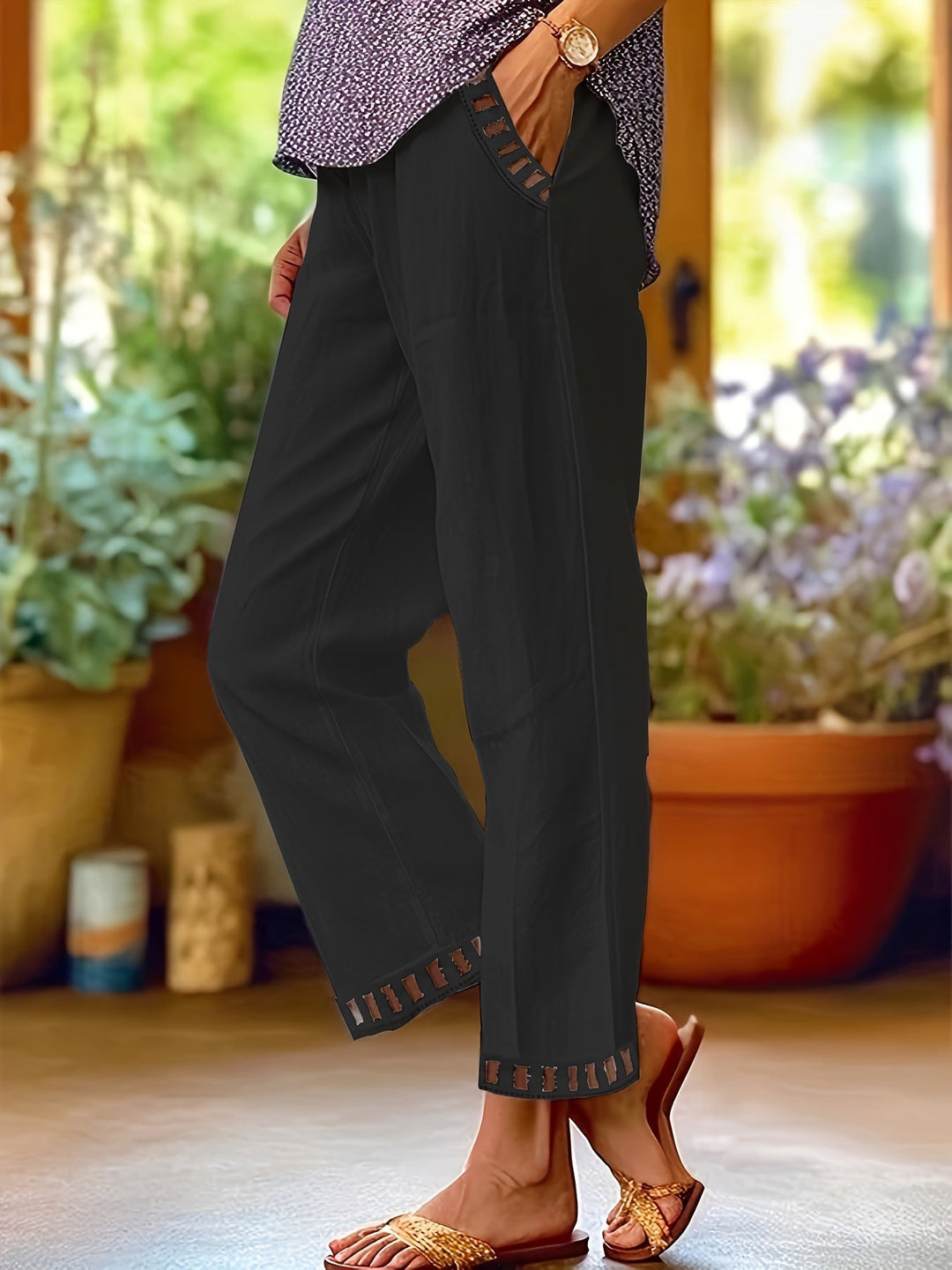 Wren – Pantaloni Croiți Relaxați cu Detalii Contrastante