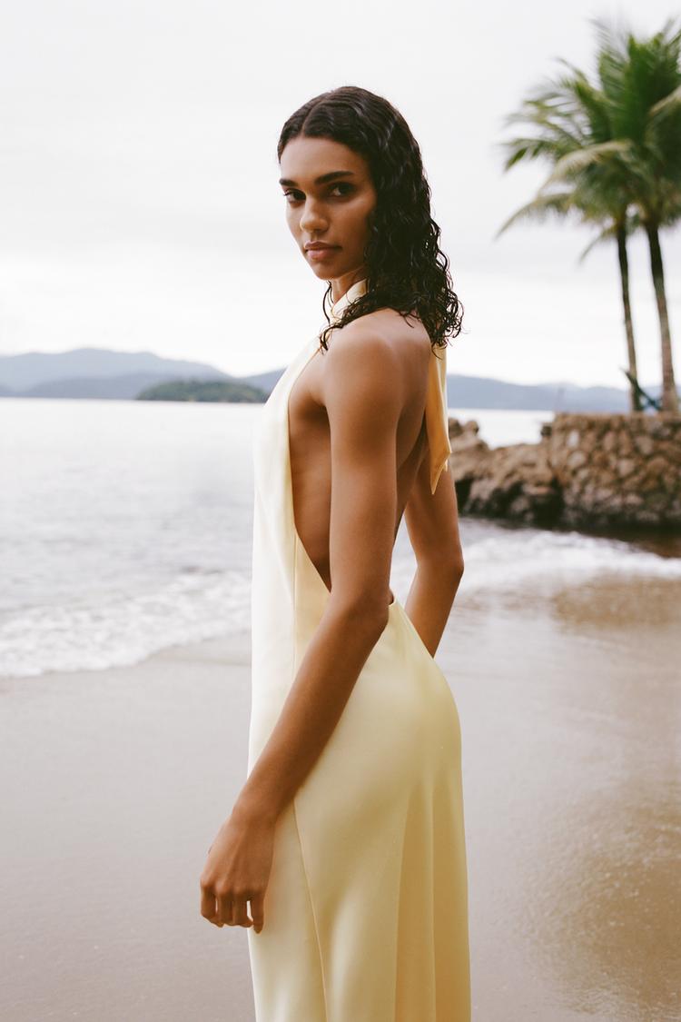 Liora – Rochie Midi de Damă Elegantă cu Spate Deschis