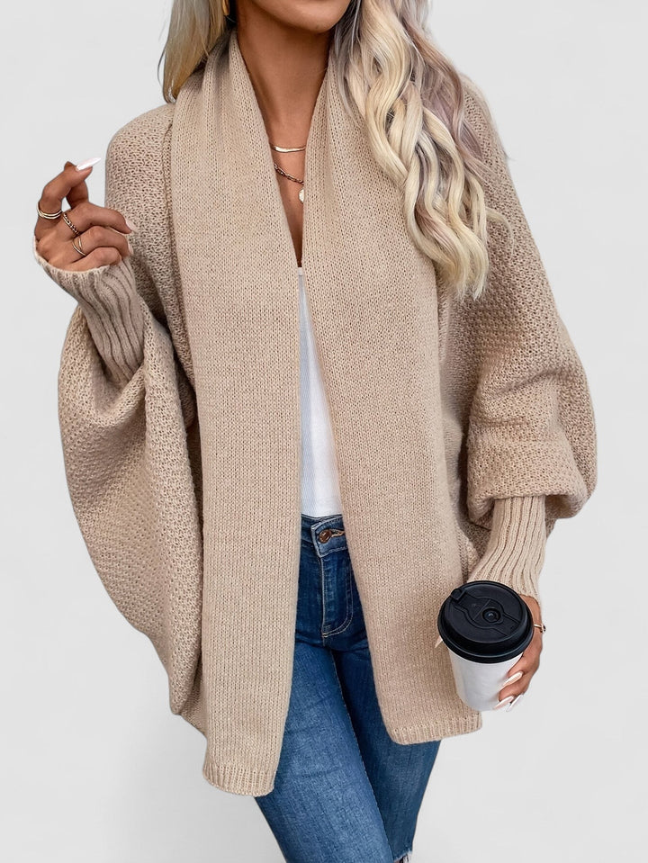 Zinnia - Cardigan Tricotat cu Mâneci Tip Pânză