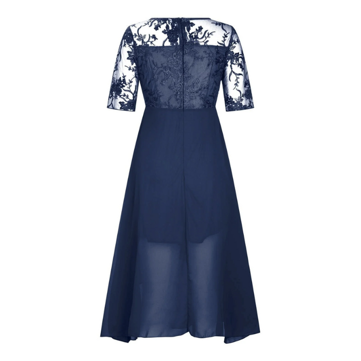 Leni – Rochie de Damă Elegantă din Chiffon cu Top Brodat