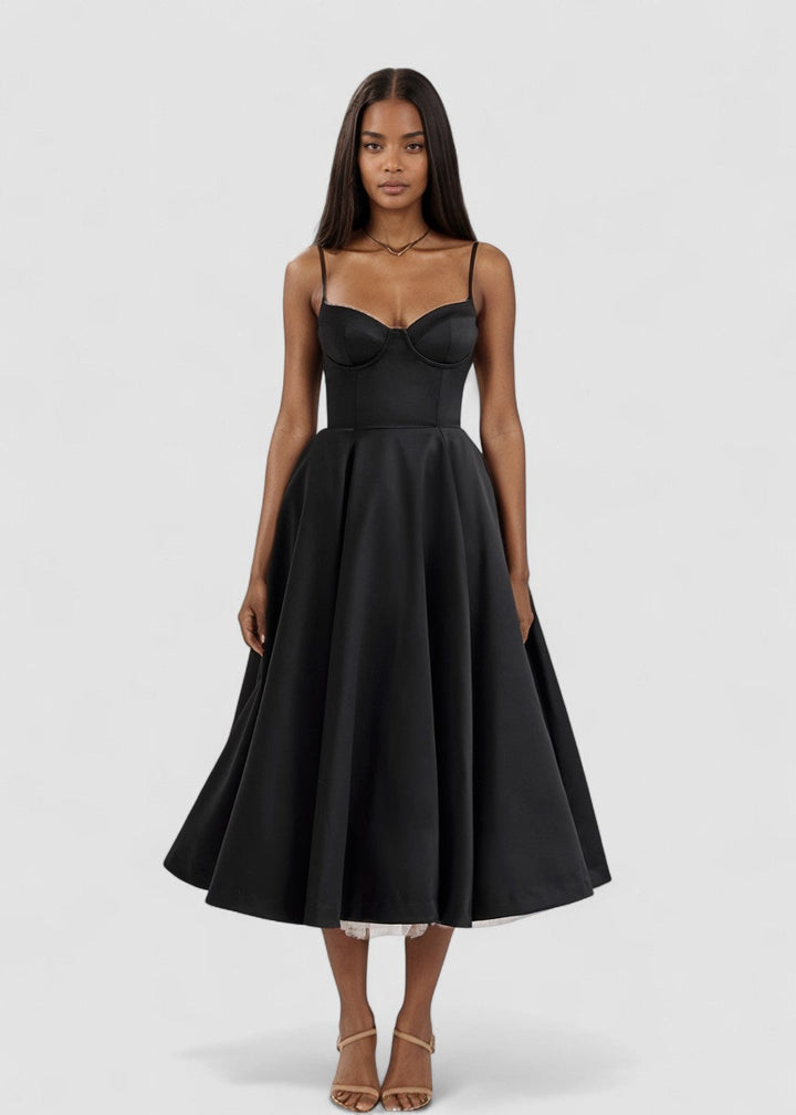 Julia™ | Rochie midi din satin cu corset