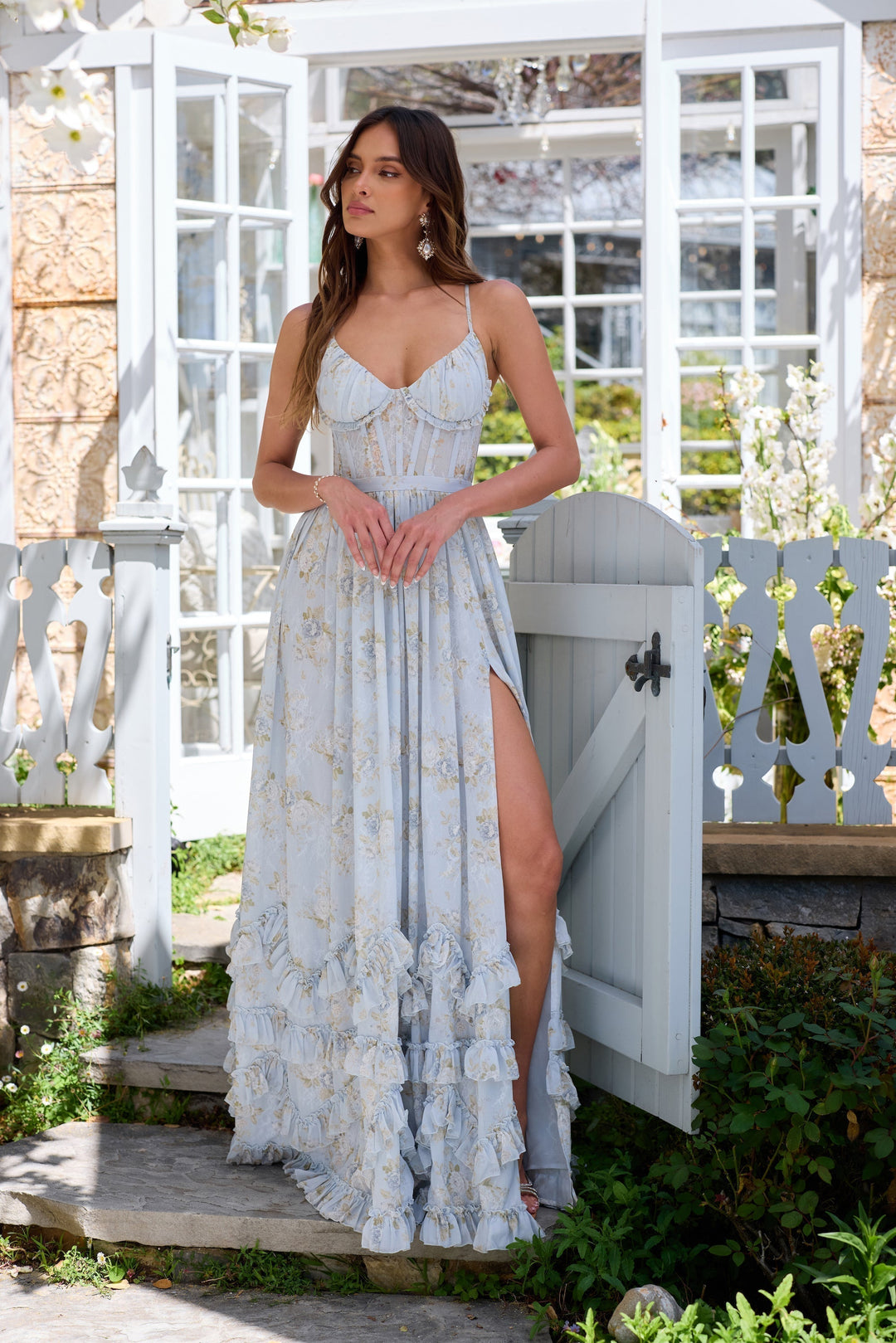 Celeste – Rochie Maxi Florală Elegantă pentru Damă