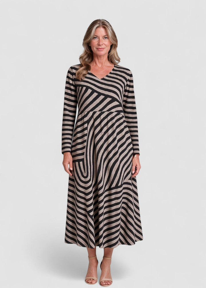 Belinda™ | Rochie maxi cu dungi și decolteu în formă de V