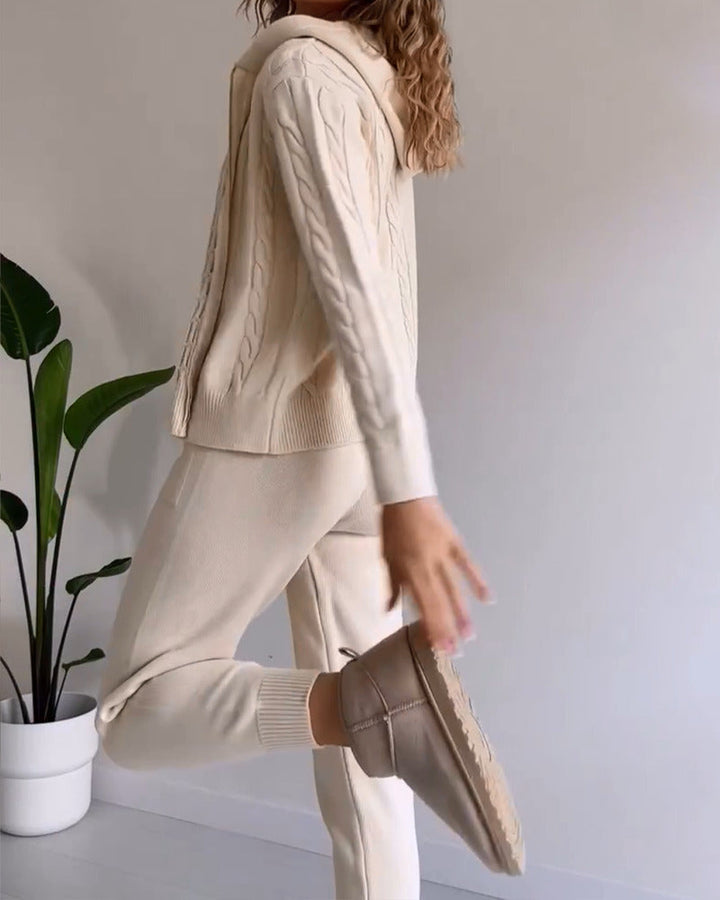 Ania - Set casual din două piese cu jacquard răsucit