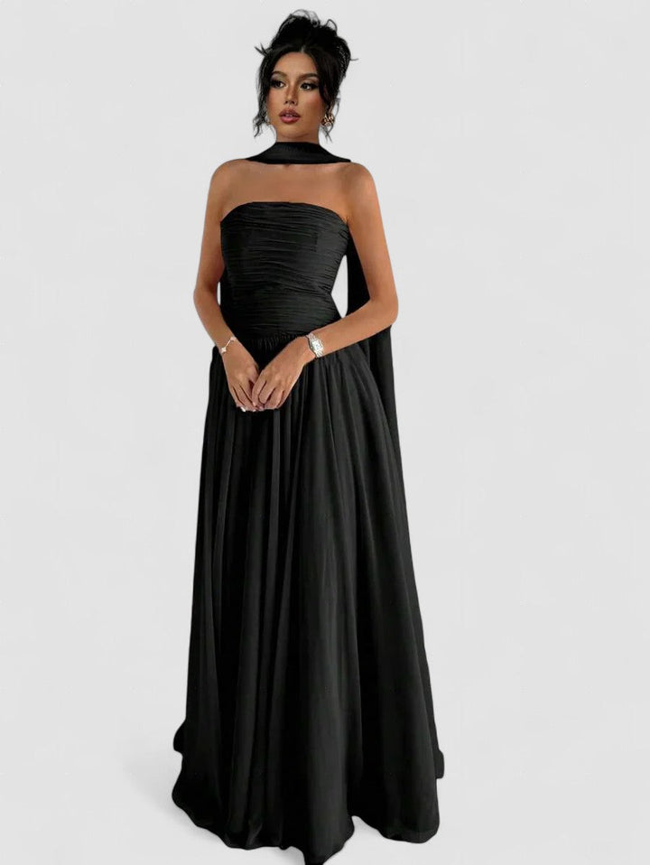 Alessia – Rochie de Damă Maxi Elegantă Sculptată Fără Bretele