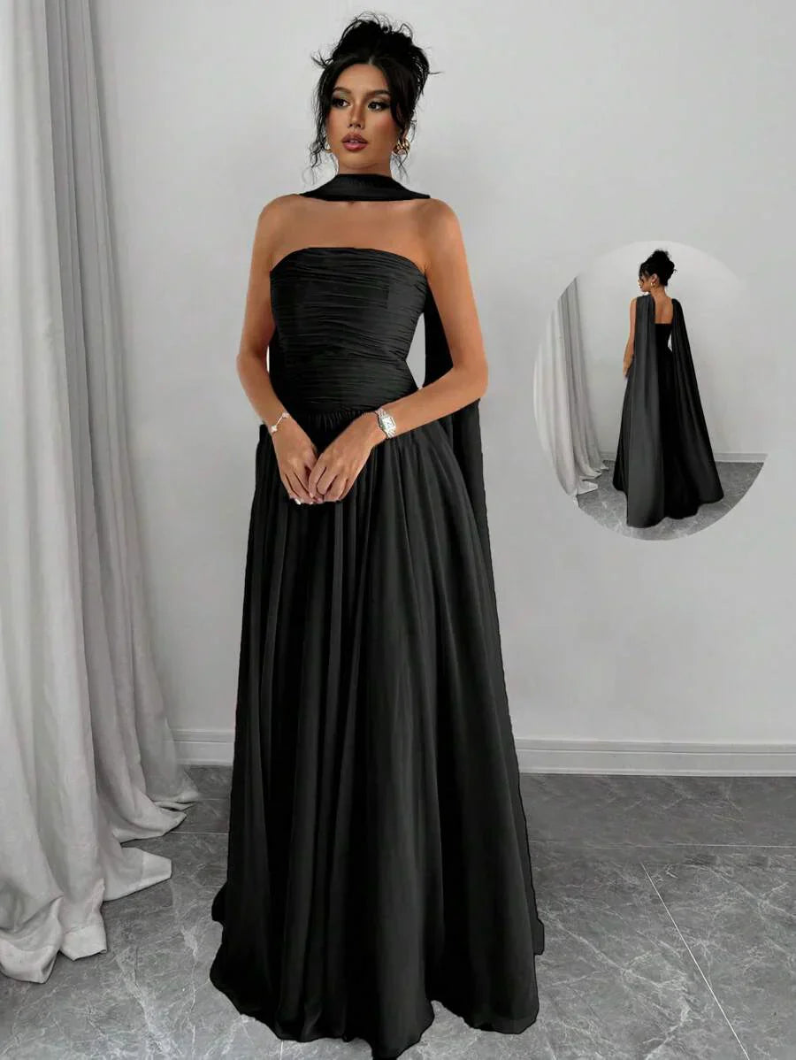 Alessia – Rochie de Damă Maxi Elegantă Sculptată Fără Bretele