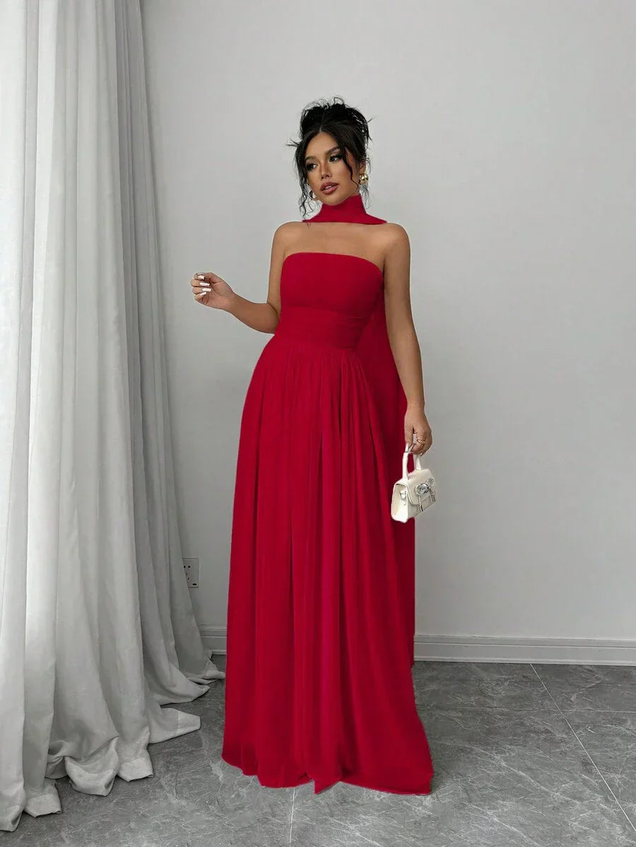 Alessia – Rochie de Damă Maxi Elegantă Sculptată Fără Bretele