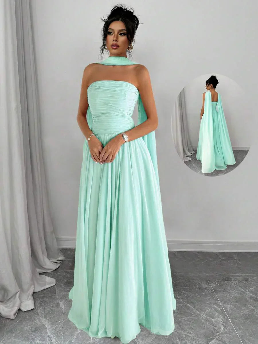 Alessia – Rochie de Damă Maxi Elegantă Sculptată Fără Bretele