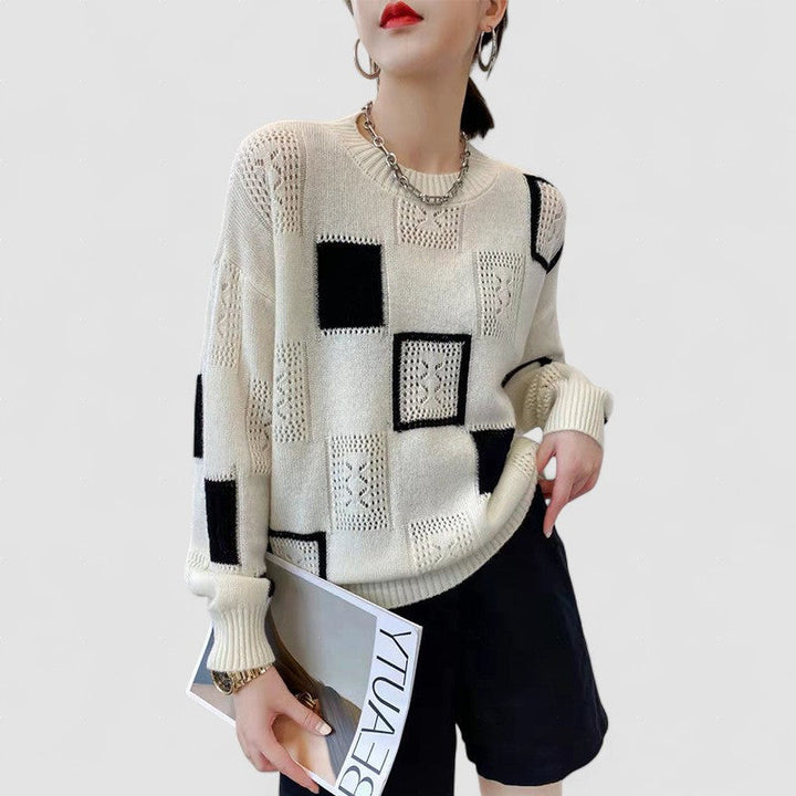 Emma - Pulover Blocaj Geometric Confortabil