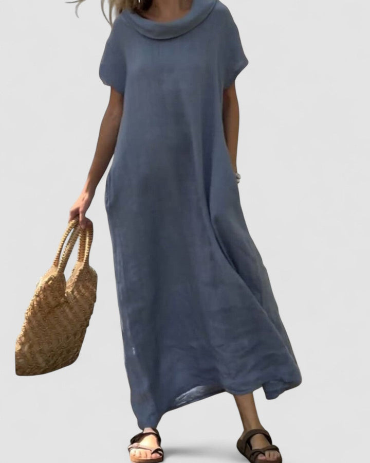 Iona – Rochie de Damă Elegantă cu Efect de In și Guler Stilat