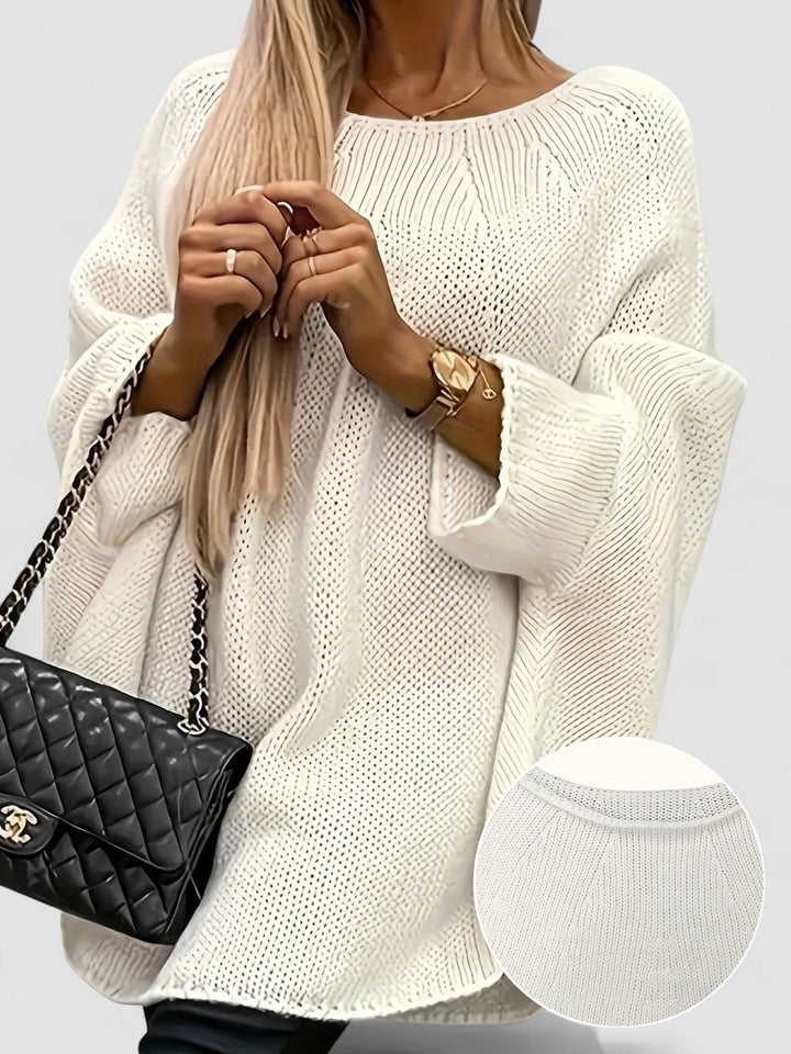 Natalie | Pulover Tricotat Elegant cu Mâneci Tip Băta