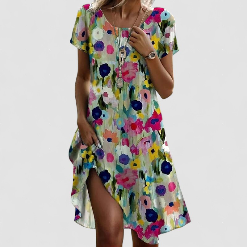 Leah – Rochie damă casuală cu model floral, ușoară și vaporoasă de vară