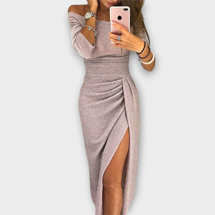 Azja – Rochie Elegantă de Damă Off-Shoulder Croi Ajustat Evenimente