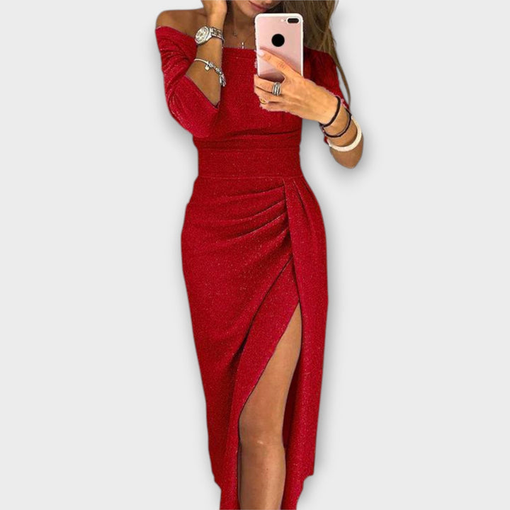 Azja – Rochie Elegantă de Damă Off-Shoulder Croi Ajustat Evenimente