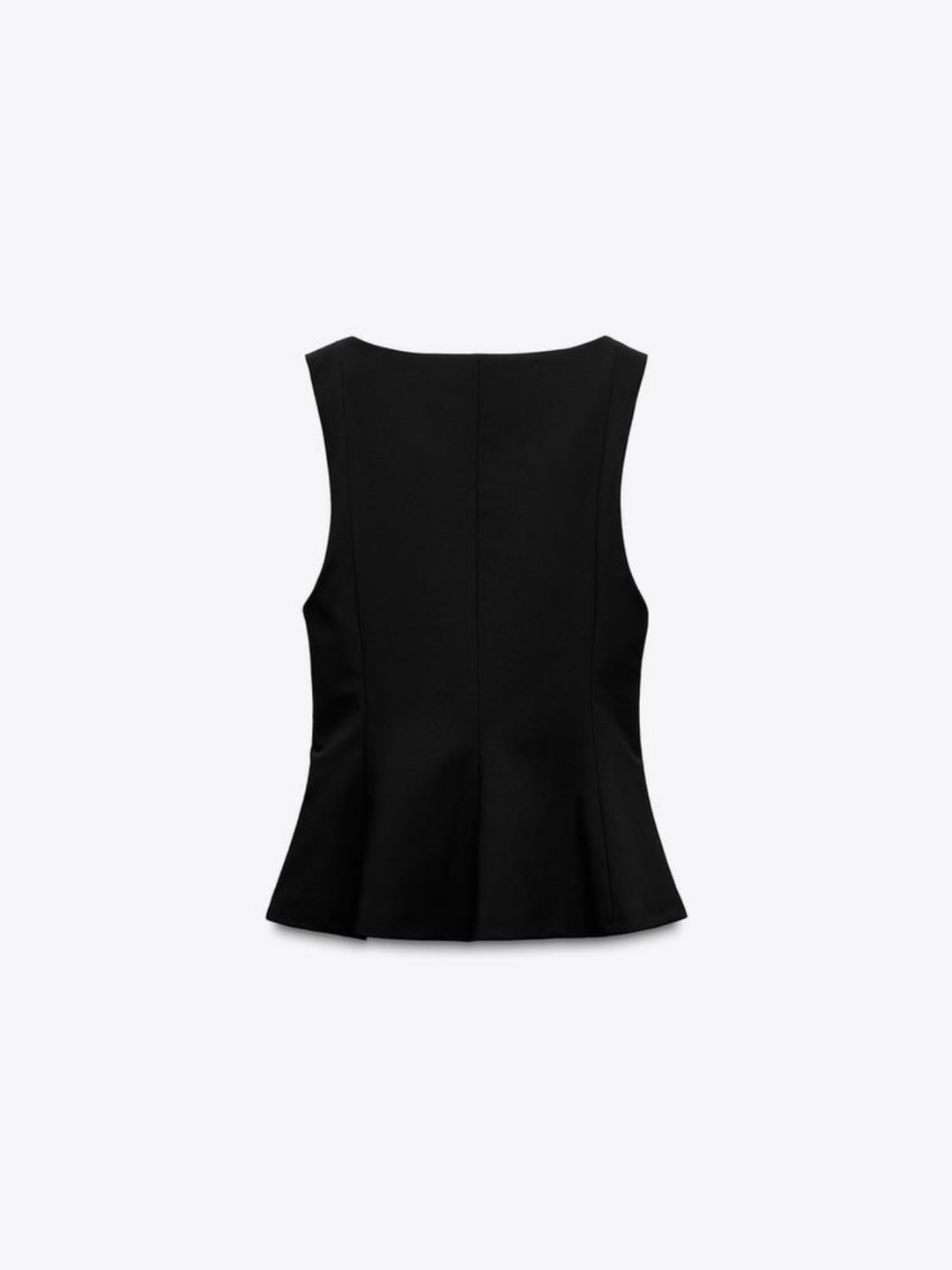 Top fără mâneci cu peplum și guler pătrat, slim-fit