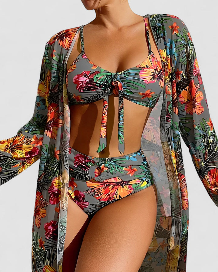 ALANI – SET DE BIKINI CU PRINT TROPICAL ȘI CAPA