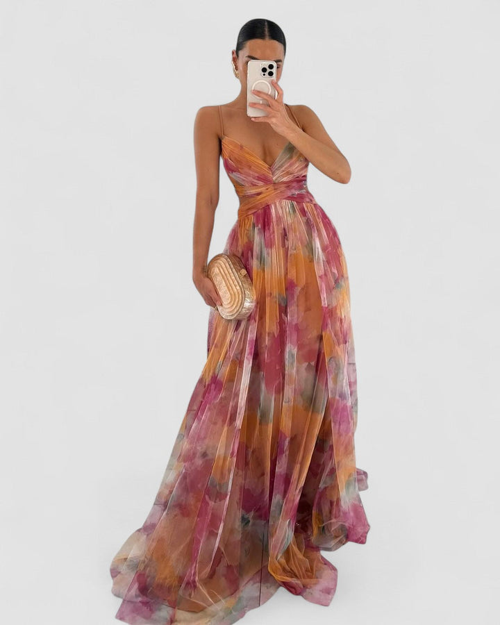 Arabel – Rochie de Damă Elegantă Lungă cu Imprimeu Floral