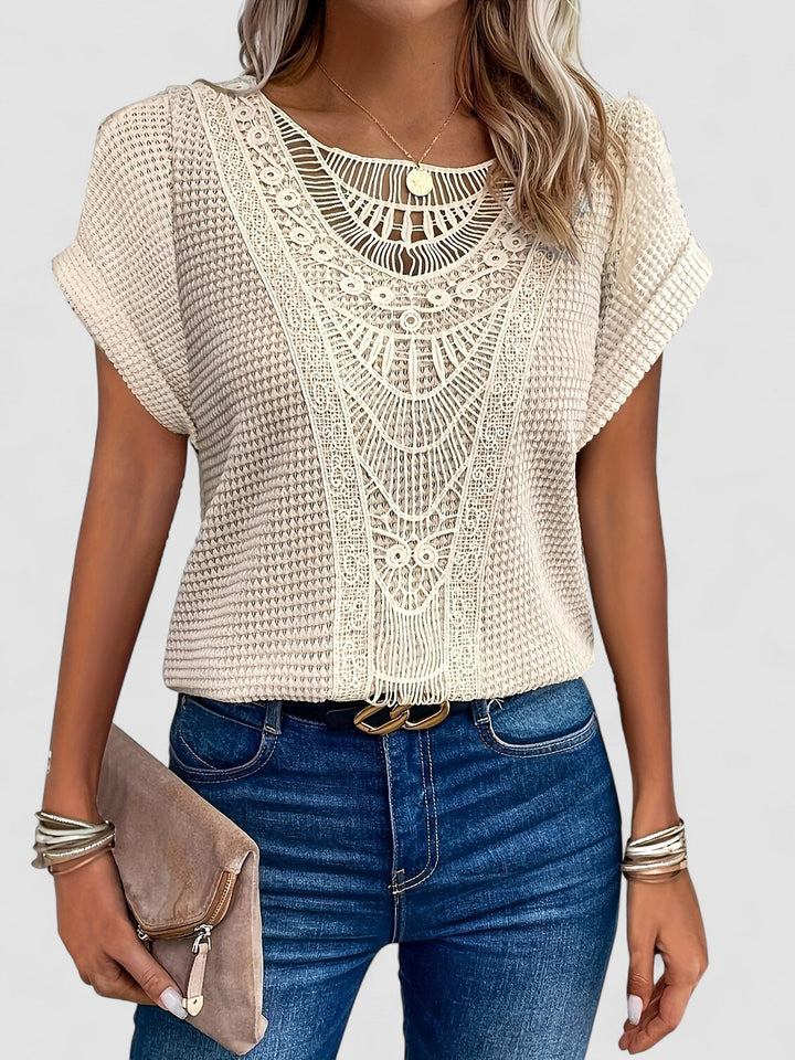 Leah - Top tricotat cu guler rotund elegant