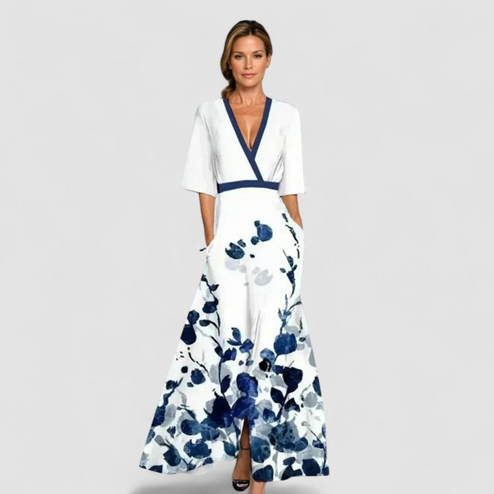 Elvira – Rochie de Damă Elegantă cu Decolteu în V și Drapaje