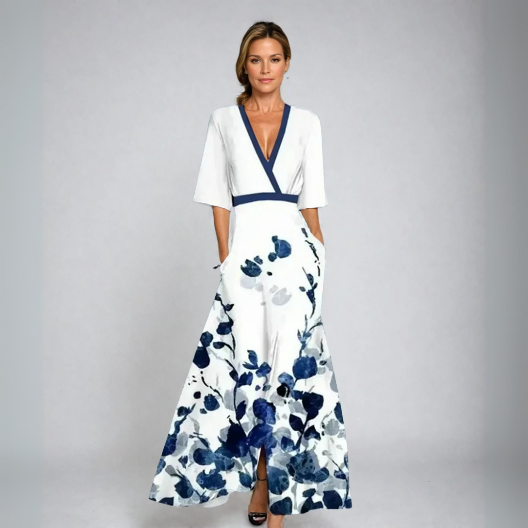 Elvira – Rochie de Damă Elegantă cu Decolteu în V și Drapaje