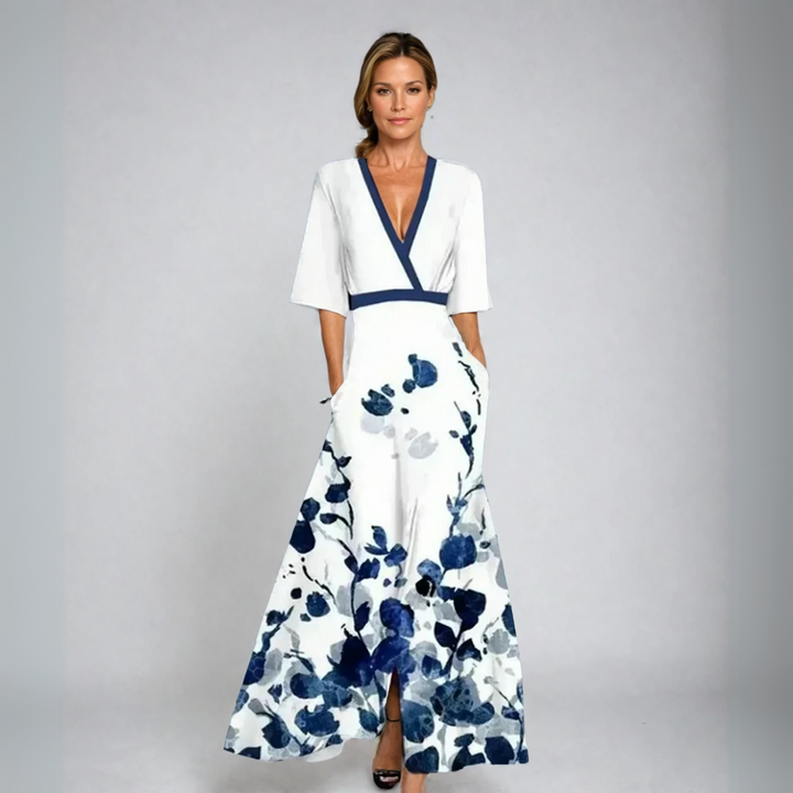 Elvira – Rochie de Damă Elegantă cu Decolteu în V și Drapaje