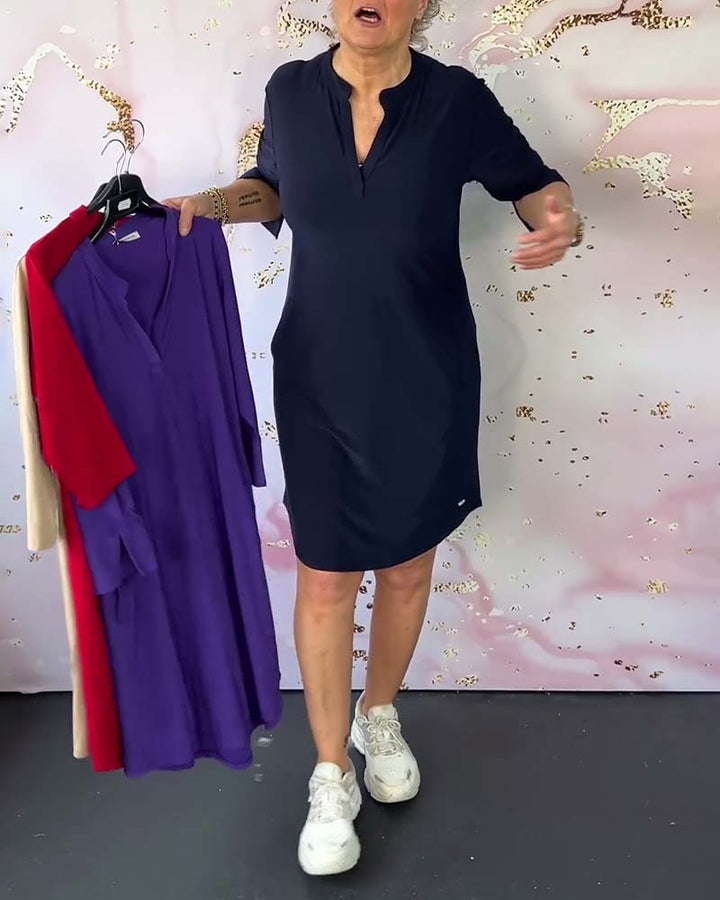 Lina – Rochie Polo Damă Confortabilă cu Mâneci 3/4