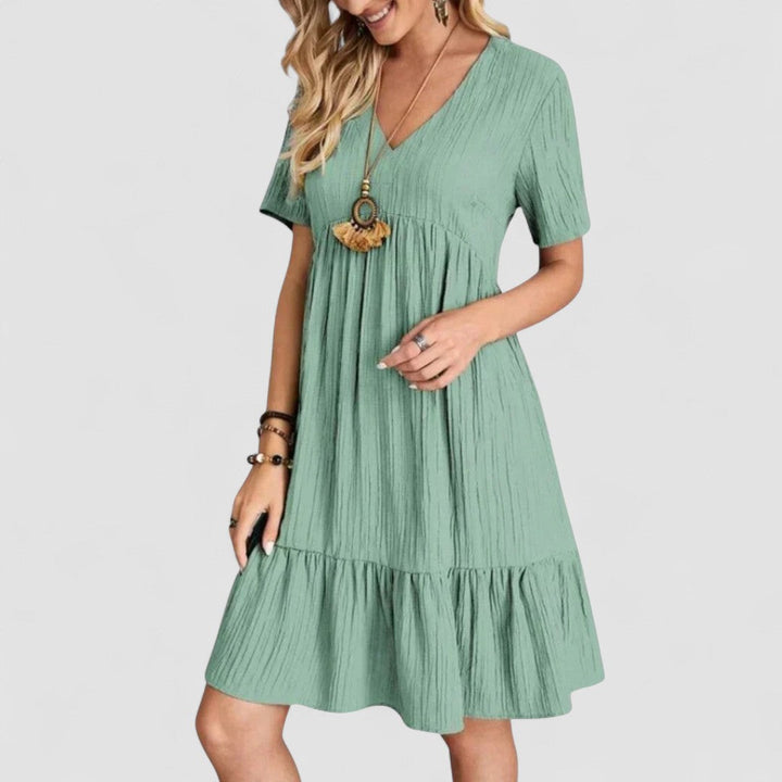 Anna – Rochie de Damă Lejeră Elegantă cu Decupaj în V de Vară