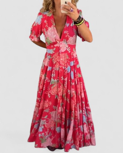 Ellis | Rochie cu Flori și Decolteu în V