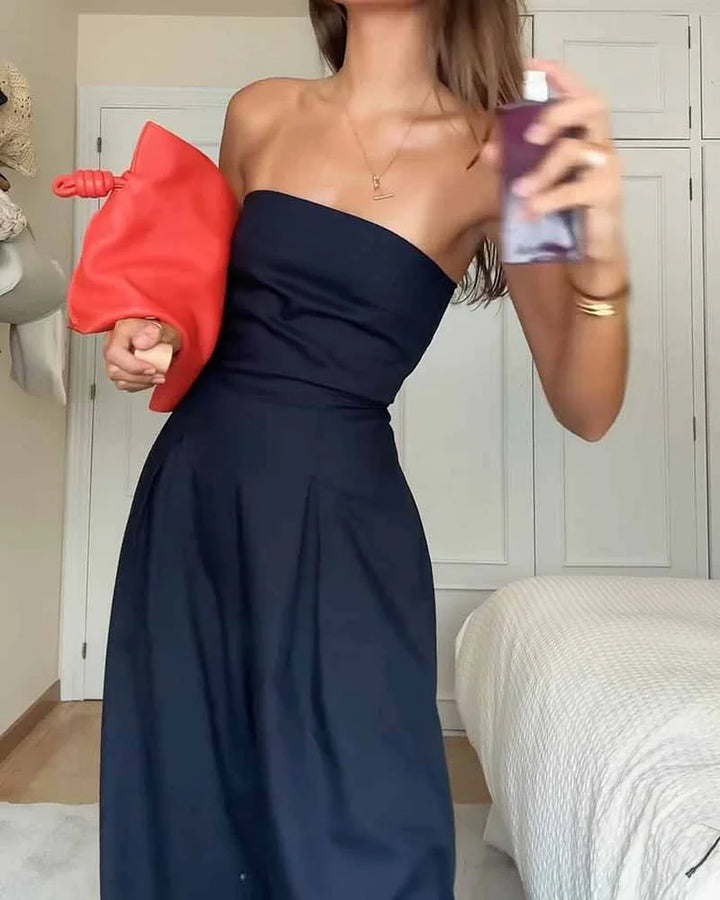 Renata – Salopetă de Damă Elegantă Fără Bretele, Croială Slim