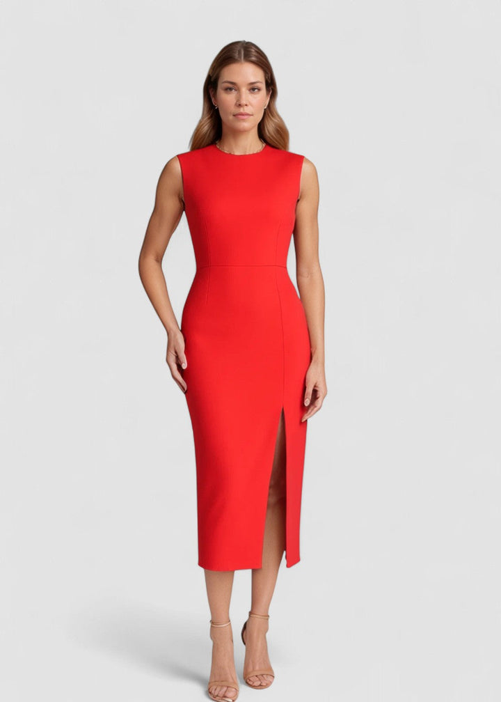 Carolin – Rochie Midi Elegantă de Damă Fără Mâneci