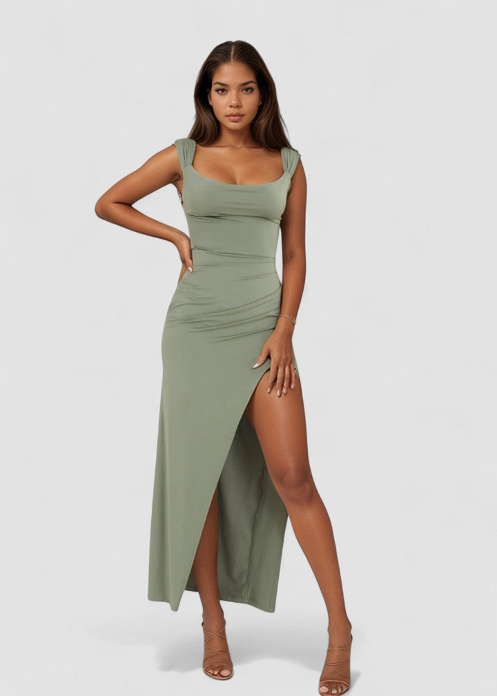 Claire™ | Rochie ajustată cu fante și drapaje