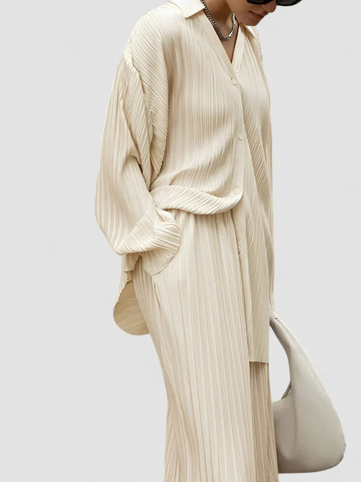 Set de pantaloni din două piese cu buzunare plisate, oversized