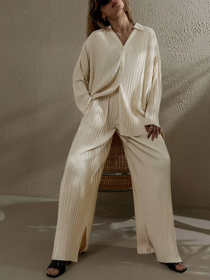 Set de pantaloni din două piese cu buzunare plisate, oversized