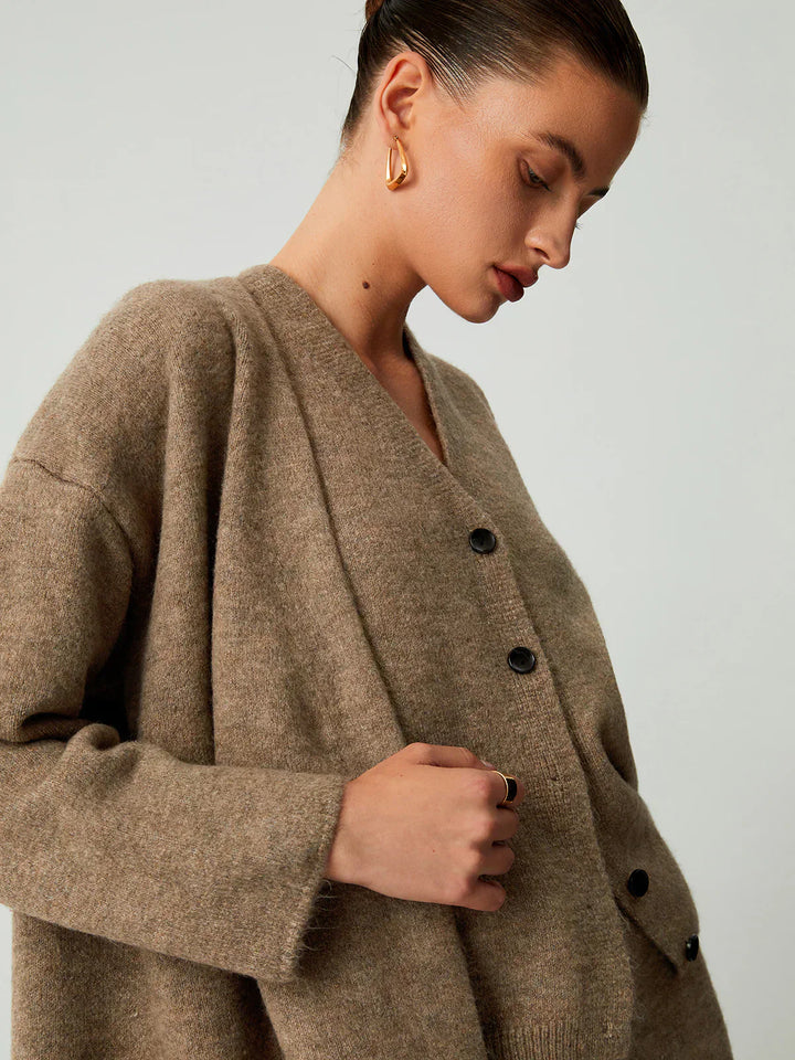 Cardigan lung din trei piese cu pantaloni casual