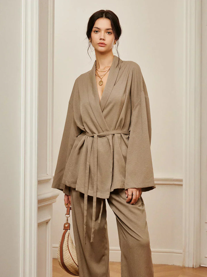 Set de Pantaloni Șifonați cu Curea pentru Îmbrăcăminte Casual