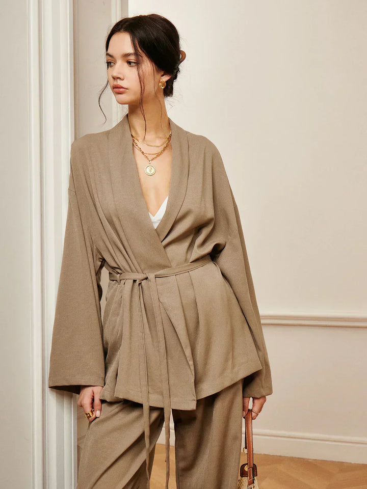 Set de Pantaloni Șifonați cu Curea pentru Îmbrăcăminte Casual