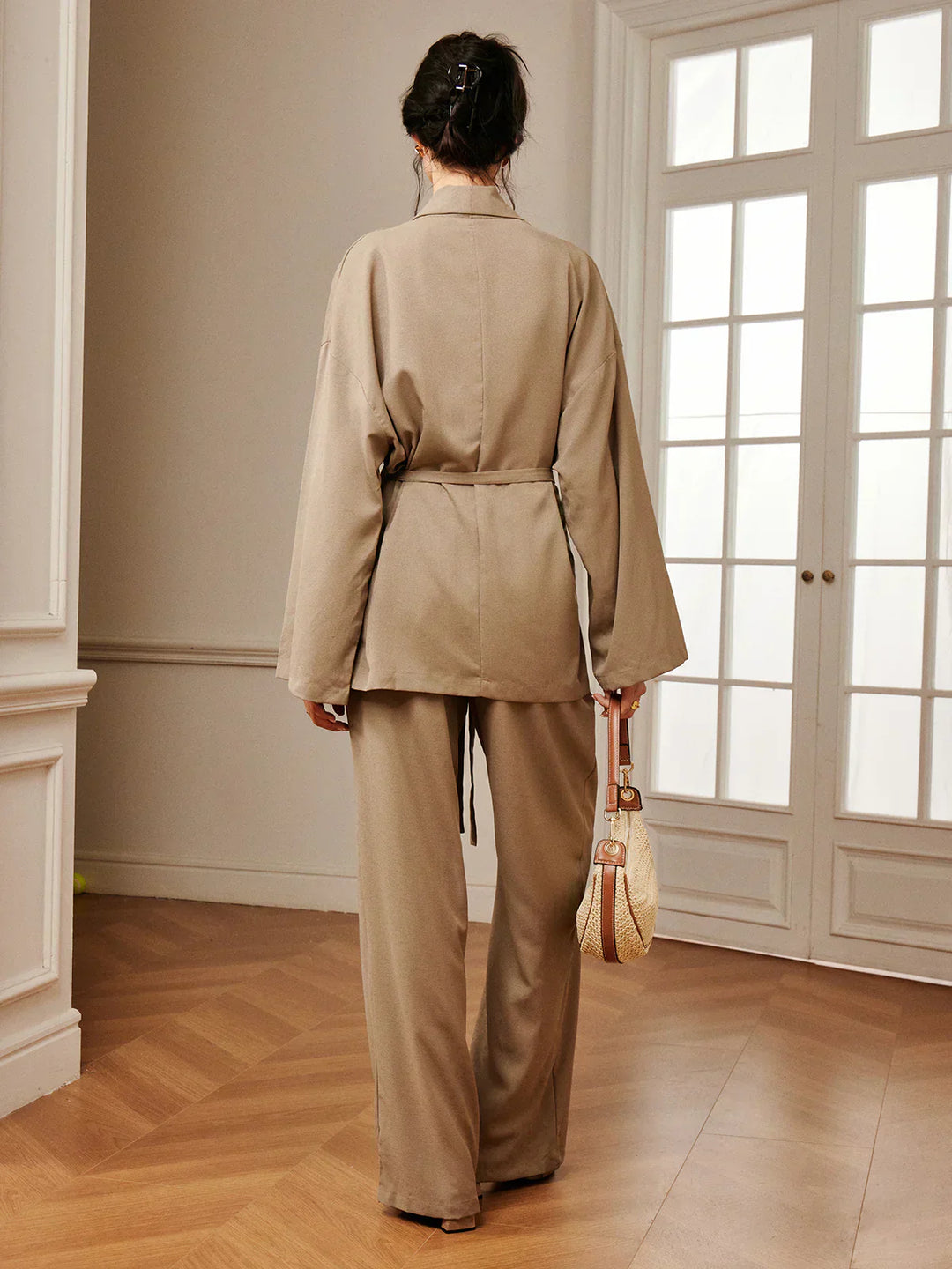 Set de Pantaloni Împăturiti cu Curea pentru Timp Liber