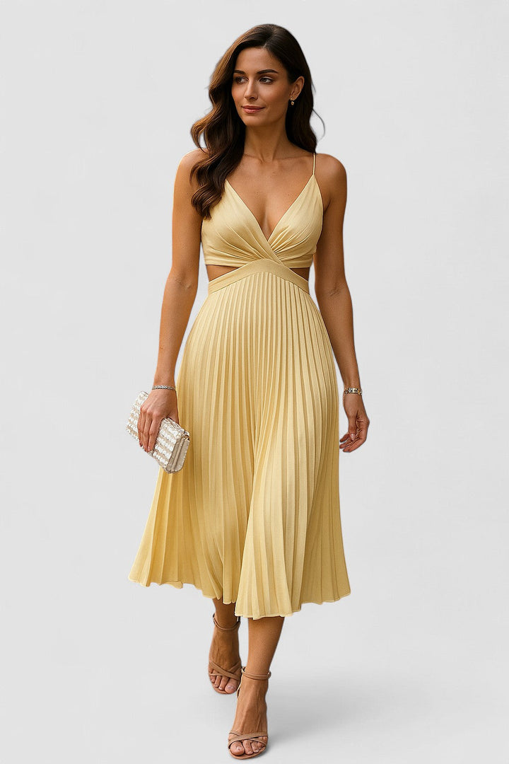 Alina – Rochie Midi de Damă Elegantă Plissată