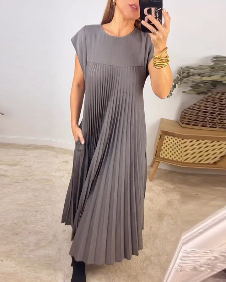 Amada – Rochie de Damă Elegantă Fără Mâneci cu Plisaje