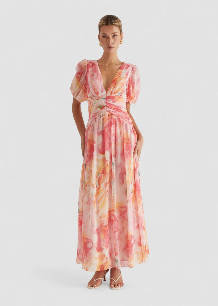 Isla – Rochie Maxi de Damă Romantică din Chiffon Ușor