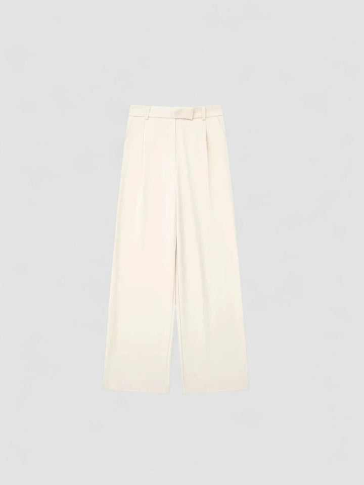 Pantaloni Casual Eleganți, Croi Relaxat, Talie Înaltă cu Croi Drept