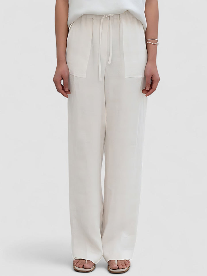 Pantaloni cu talie înaltă și croială dreaptă