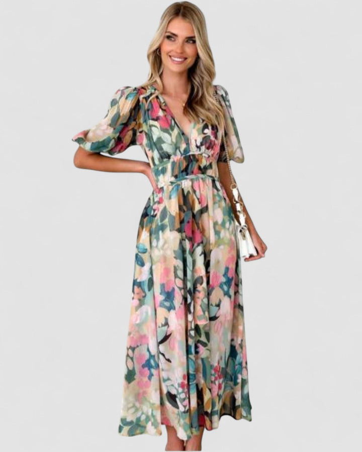Lila – Rochie Maxi de Damă Elegantă cu Imprimeu Floral