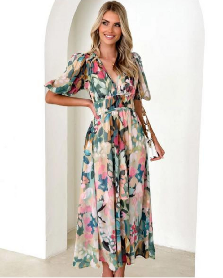 Lila – Rochie Maxi de Damă Elegantă cu Imprimeu Floral