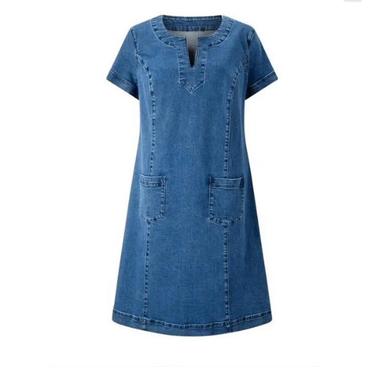 Raquel™ | Rochie tunică din denim cu buzunare