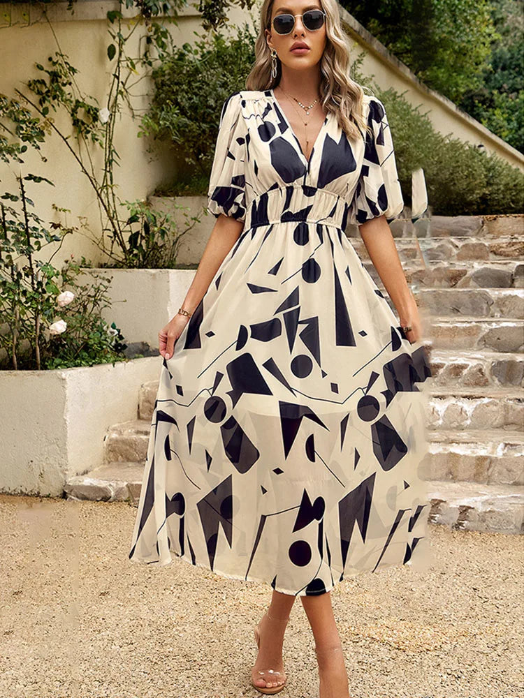 Karoline – Rochie de Vară de Damă Elegantă Maxi cu Decolteu în V