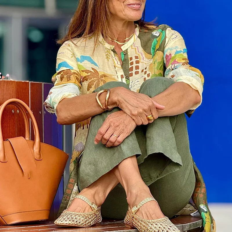 Miréliane – Set Damă Elegant din In și Satin Roșu sau Negru