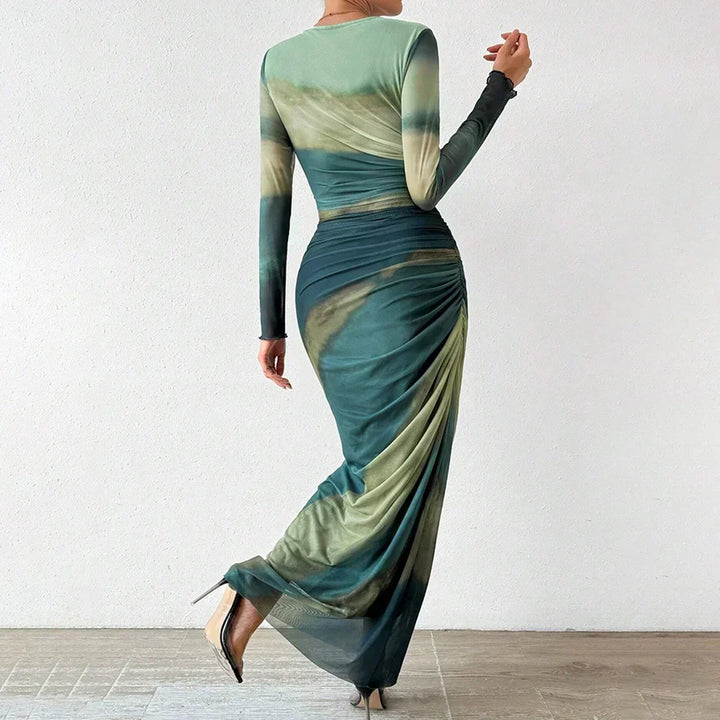 Yanisha – Rochie Damă Elegantă Maxi cu Mâneci Lungă și Croi Ajustat