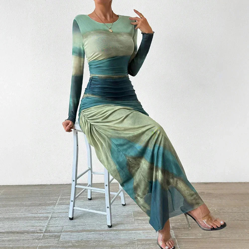 Yanisha – Rochie Damă Elegantă Maxi cu Mâneci Lungă și Croi Ajustat