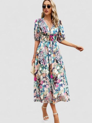 Karoline – Rochie de Vară de Damă Elegantă Maxi cu Decolteu în V